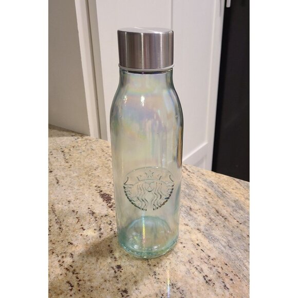 Starbucks 20oz Recycled Glass Water Bottle. Made In Spain. Rainbow Iridescent - Picture 1 of 9